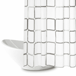 BOZKAA Duschvorhang, Wasserdichter 180x200cm Duschvorhang Waschbar Schnelltrocknender Stoff Polyester Badewanne Vorhang mit 12 Duschvorhängeringen, Weiß