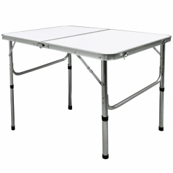 Tking Klappbarer Tisch Gartentisch Höhenverstellbarer Multifunktionstisch Mehrzwecktisch Campingtisch Klapptisch für Festivalls Märkte Campen Outdoor Weisse (90T x 60B x 40/70H cm)
