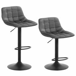 WOLTU 2er Set Barhocker Küchenstuhl Barstuhl mit Rückenlehne und Einstellgriff, höhenverstellbar & 360° drehbar, Tresenhocker Bar Hocker aus hochwertigem Samt und Metall, Dunkelgrau
