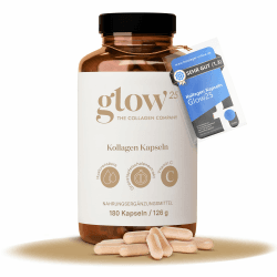 Glow25® Kollagen Kapseln hochdosiert [180 Kapseln] mit Hyaluronsäure und Vitamin C | Premium Collagen Complex | Ohne Zusatzstoffe | Laborgeprüft | Made in Germany