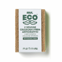 martini SPA - Mr Eco Doppel-Action-Schwamm, Zellulose und Kratzfeste Faser, Grün und Braun, 10 x 7 x 2 cm, 32 g, 2 Einheiten - Made in Italy