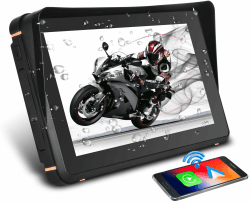TOUTBIEN Kabelloser CarPlay für Motorrad, Tragbares Android Auto für Motorräder, 7 Zoll Motorrad GPS Navigation mit IP67 Wasserdichter, Duales Bluetooth/Sprachsteuerung/Navigation/FM/Mirror-Link