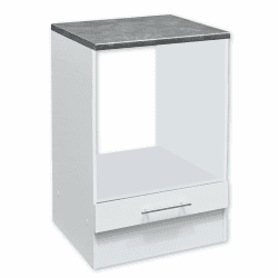 Eddy Moderner Herdumbauschrank in Weiß matt, Metallic Grau - Geräumiger Küchenschrank mit viel Stauraum - 60 x 90 x 60 cm (B/H/T)