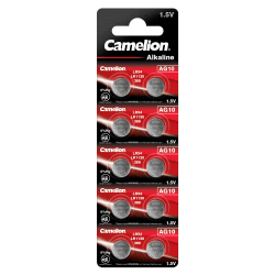 Camelion 12051010 - Alkaline Knopfzellen-Batterie ohne Quecksilber AG10/LR54/LR1130/389 mit 1,5 Volt, 10er Set, Kapazität 78 mAh Alkaline Knopfzellen AG10 / LR54 / LR1130 / 389 / 10er