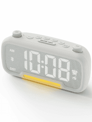 ROCAM Wecker Digital mit Bluetooth Lautsprecher, Radiowecker für das Schlafzimmer Digital Uhr Tischuhr Netzbetrieb/Dimmbar/Nachtlicht/USB/Typ-C/DST/Nap Timer/Batterie-Backup Küchenradio