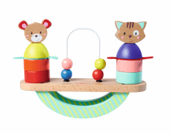 Eichhorn - Stapelspiel Friends, Wippe mit Steckteilen und Funktion, 11 teilig, 5x22x17,5 cm, 100% FSC Zertifiziertes Buchenholz, ab 1 Jahr