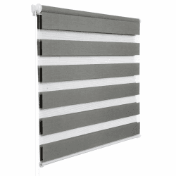 WOLTU Doppelrollo Klemmfix ohne Bohren Holzlook Grau B100 x H150 cm, Duo Rollo Zebrarollo Fensterrollo Klemmrollo Seitenzugrollo Easyfix lichtdurchlässig & verdunkelnd Rollos für Fenster und Tür B100 x H150 cm Holzlook Grau