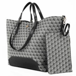 PS PETITE SIMONE Handtasche Damen Groß Shopper tasche Mit Geldbörse Große Kapazität Umhängetasche PU Leder Schultertasche Henkeltasche für Büro Schule Einkauf Arbeit Schwarz-b