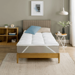 Zinus Bambus-Matratzenauflage 90x200 cm – Gesteppter, 5 cm dicker Spannbettbezug – Maschinenwaschbar und hypoallergen, White