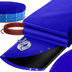 KESSER® Solar Poolabdeckung Pool Abdeckplane Rund für 366-400cm Pools | Poolplane 200g/m² PE Material Inkl. Stahlseil + Seilspanner mit Ösen Ø 460cm Solarplane Abdeckung UV-resistente Sommer & Winter