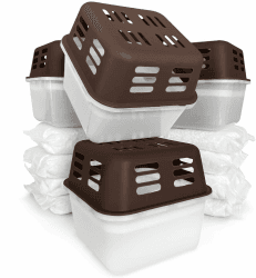 KARAT 4 x Luftentfeuchter mit 8 x 400g Nachüll-Beutel Granulat Raumentfeuchter nachfüllbar & wiederverwendbar (Braun, Kuki)