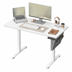 SONGMICS Höhenverstellbarer Schreibtisch elektrisch, 60 x 120 x (72-120) cm, Verstellbarer Tisch, Memory-Funktion für 4 Höhen, für Homeoffice, Arbeitszimmer, wolkenweiß LSD132W01