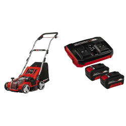 Einhell Akku-Vertikutierer-Lüfter GE-SA 36/35 Li Power X-Change (36 V, Brushless, 35cm Messerwalze, 28L Fangsack, einstellbare Arbeitstiefe, inkl. 2x 4,0 Ah Akku und Twincharger)