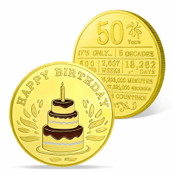 AtSKnSK Alles Gute zum Geburtstag Münze für Sammler 50. Geburtstag Geschenke für Männer Damen Ehefrau Ehemann Mutter Vater Großeltern Geburtstag Glücksmünzen Token Geschenk (50. Geburtstag)