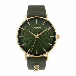 JOOP! Armbanduhr Damen Quarzuhr Analog, mit Leder Armband, Khaki, 5 bar Wasserdicht, Kommt in Uhren Geschenk Box, 2035044