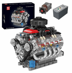 Mould King 10171 Technik V8 Motor ModellBausatz, 487 Teile Achtzylinder-Motor Engine Kit für Erwachsene Enthält V8-Motor Sammlerstück Technisches Klemmbausteine Bausatz