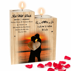 Gohytal Valentinstag Jahrestag Geschenk für Ihn Sie, Holzkerzenhalter Partner Geschenke, Kerzenständer mit Ich Liebe Dich, Hochzeitstag Geschenke für Männer, Frauen, Paare, Mann, Frau