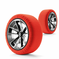 WALSER Textil Schneeketten Alternative nach EU Norm 16662-1 homologiert, Qualitätssieger Sehr Gut*, 2er Set Textilschneekette Snow Sock, Anti-Rutsch Auto Schneeketten Winter, Car Snow Chains rot XS