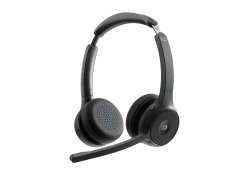 Cisco Headset 722, Wireless-Dual-On-Ear-Bluetooth-Headset mit Webex Taste, USB-A-HD-Bluetooth-Adapter, Softcase, Carbon Black, EIN Jahr Garantie mit beschränkter Haftung (HS-WL-722-BUNA-C)