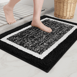 COLOR&GEOMETRY Kleine Badteppiche rutschfest Waschbar- 40 x 60 cm Absorbierende Badvorleger Weiche Badezimmerteppich Badematte für Badezimmer, Dusche, Badewanne, Waschküche (Schwarz)