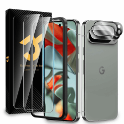 JZG 2+2 Stück Displayschutz für Google Pixel 9 Pro XL Panzer Schutz Glas, mit Kamera Schutzfolie, 9H Härte, HD Klar, Fingerabdruck-ID Unterstützen Google Pixel 9 Pro XL 6.80 Zoll Für Google Pixel 9 Pro XL(2+2 Stück)
