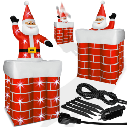 KESSER® Aufblasbarer Weihnachtsmann 178cm Groß aus-dem-Schornstein Kamin LED Beleuchtet Nikolaus Weihnachten Geschenk Deko inkl. Befestigungsmaterial Weihnachtsdekoration Weihnachtsdeko