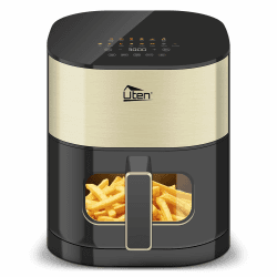 Uten Dual Blaze Heißluftfritteuse 5,5 L mit Sichtfenster, Airfryer 14 Programme, Verzögerter Start, Rostfreies Ölnetz, 2 Heizquellen Einzeln Steuerbar, Kein Umdrehen Speisen, Energiesparend