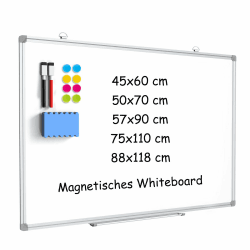 DOLLAR BOSS Magnetisches Whiteboard, 57X90CM Magnettafel Magnetpinnwand mit 2 Whiteboard Stifte, 8 Magnete and 1 Whiteboard Radiergummi, für Schule & Haus und Büro