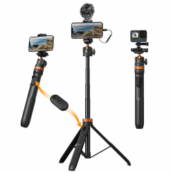Selfie Stick Stativ,K&F Concept MS08 Selfie Stick,158CM Handy Stativ,Stativ für Smartphone Kompatibel mit iPhone/Samsung/DJI Osmo Action/Insta 360,Handyhalter mit Abnehmbarer Fernbedienung