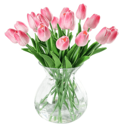 JUSTOYOU 10 STK PU Real Touch Latex Künstliche Tulpen Gefälschte Tulpen Blumen Blumensträuße Blumen Arrangement für Home Room Hochzeitsstrauß Party Herzstück Dekor Rosa Rosa -10 10 PCS