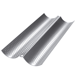 Baguette Backform, Brot Backen Zubehör, Backformen, Baguette-Backblech mit Antihaftbeschichtung für 2 Baguettes, Hochwertige Backform Baguette (38x16.2x2.4cm) Silber