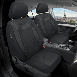 Maß Sitzbezüge für Auto Sitze kompatibel mit VW Golf Sportsvan 2014-2018 Fahrer und Beifahrer Schonbezüge Sitzschoner Sitzbezug FB:04 (Schwarz/Schwarz)