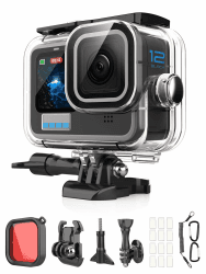 Lammcou Hero 12 wasserdichte Gehäuse, 60M Unterwasser Tauchengehäuse & Rofilter & Trageband & Antibeschlagblatt, Schutzgehäuse kompatibel mit GoPro Hero 9 10 11 12 Zubehör Waterproof Diving Housing