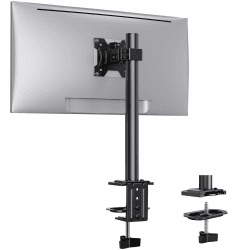 ErGear Monitor Halterung 1 Monitor für 13-32 Zoll Bildschirme, Monitorhalterung Höhenverstellbar mit 42 cm Stange, Bildschirmhalterung Monitorarm mit 2 Montageoptionen, VESA 75/100 mm, 8 kg