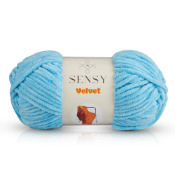 Sensy Velvet Yarn for Crocheting, Baby Blanket Yarn, Chenille Yarn, Amigurumi Yarn, 3.5 oz, 132 Yards, Gauge 5 Bulky (Baby Blue)