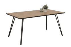Hela Tische, Esstisch Küchentisch Oksana, Holzwerkstoff melaminbeschichtet,Artisan Eiche, V-Fußgestell Metall Schwarz, 160x90cm