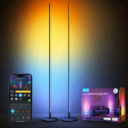 Govee RGBICW LED Floor Lamp Living Room 2 Pack, WiFi Floor Lamp Dimmable, Work with Alexa and Google Assistant, 16 Million Colours, 61 Scene Modes, Music Modes, DIY Mode for Bedroom, Black