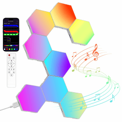 Kangtaixin LED Sechseck Gaming Wandleuchte 8pcs Hexagon RGB Panel - Sechseck Waben Wall Light Musik Sync Deko Hexa Wandbeleuchtung Smart Sechseckige Gamer Room Deko Modular Lampe