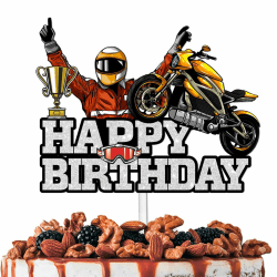 OVOparty Motorrad Tortendeko Jungen, Motorrad Kuchen Deko Kindergeburtstag, Cake Topper Set, Happy Birthday Topper für Kinder Geburtstag Party Kuchen Dekoration Supplies (A)