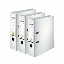 Original Falken 3er Pack PP-Color Ordner. Made in Germany. 8 cm breit DIN A4 weiß Vegan Kunststoff-Ordner Ringordner Aktenordner Briefordner Büroordner Plastikordner Schlitzordner Angebot bei HelloDeals