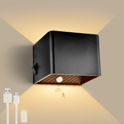 GeyouLux 6000mAh Akku Wandleuchte mit Bewegungsmelder Innen 5W LED Wandleuchte Ohne Stromanschluss,USB Aufladbare Wandbeleuchtung 3000K Magnetische Wandlampe mit Schalter für Schlafzimmer Wohnzimmer