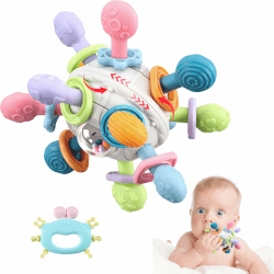Greifball Baby-Spielzeug,sensorische Beißring-Spielzeuge, Silikon-Beißring, Motorik-Spielzeug, Montessori-Frühbildungs, Babyrassel, Babyspielzeug für Babys von 3-18 Monaten