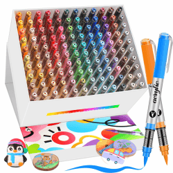 120 Farben Pinselspitze Acrylstifte Set, Acryl Paint Marker für Steine, Holz, Keramik & Glas – Schnelltrocknend, Wasserfest, Ungiftig ,Vielseitige Acryllfarben Stifte für DIY, Kunst (Mehrfarbig)