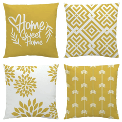 NIULAA Weich Kissenbezug 50x50 4er Set Gelb,Deko Kissenbezüge Couchkissen Modern Kuschelig Dekokissen Kissenhülle Quadratisch Kissen Bezug Sofakissen Zierkissen Wohnzimmer Bett Draußen Balkon