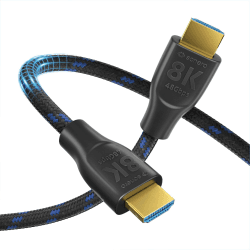 sonero PHC111-005 8K Ultra High Speed HDMI Kabel mit Ethernet, Nylongeflecht, vergoldete Anschlüsse (8K UltraHD, 4K 3D mit 50Hz/60Hz, 48Gbps Full Bandwith, Dynamic HDR), 0,5m, schwarz