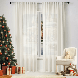 WOLTU Gardinen mit Kräuselband Leinenoptik Vorhang Creme Halbtransparent Voile Leinenvorhänge 2er Set H 245 x B 135 cm Stores Fenstergardinen Modern für Wohnzimmer Schlafzimmer