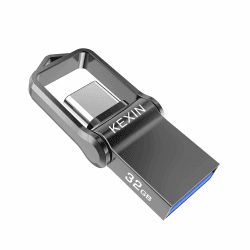 KEXIN USB Stick 32GB, USB C Stick Speicherstick OTG Flash Drive USB 3.0 Dual Memory Stick Pen Drive Wasserdicht Flash Laufwerk mit Schlüsselanhänger für PC Laptop Tablet TV Auto USB C Handy Schwarz