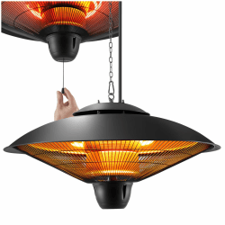 tectake® Infrarot Heizstrahler hängend, Deckenheizung, Infrarotstrahler Lampe zum Aufhängen an Decke, outdoor und indoor Infrarotheizung, Heizung elektrisch, Deckenheizstrahler für Terrasse