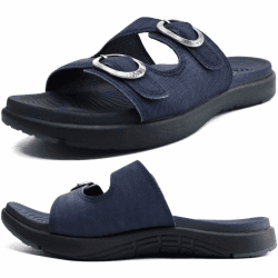COFACE Sandalen Damen Orthopädische Comfortfüße Plantarfasziitis Arch Support Orthotic Slides Sandalen Sommer badelatschen Leicht Outdoorsandale Verstellbare Riemen Yoga fussbett,Größe 35-42 40 EU Marine Blau