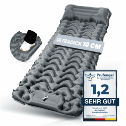 HIKENTURE Isomatte Selbstaufblasend, 10cm hoch Camping Isomatte Kleines Packmaß, Aufblasbare Schlafmatte mit Fußpumpe für Outdoor, Wandern, Zelt
